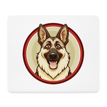 German Shepherd Dog Kawaii Cartoon Character Pet - Mouse Pad (horizontal) - white - Front