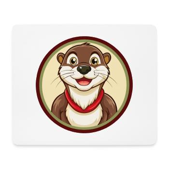 loutre coloré kawaii dessin animé personnage clipart - Tapis de souris (format paysage) - blanc - Devant