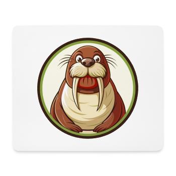 Walrus Colorful Kawaii Cartoon Character Clipart - Mouse Pad (horizontal) - white - Front