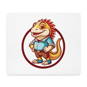 iguane drôle kawaii dessin animé clipart animal de compagnie - Tapis de souris (format paysage) - blanc - Devant