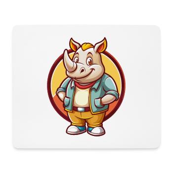 Rhino Niedlich Lustig Kawaii Cartoon Clipart Tier Haustier - Mousepad (Querformat) - Weiß - Vorne