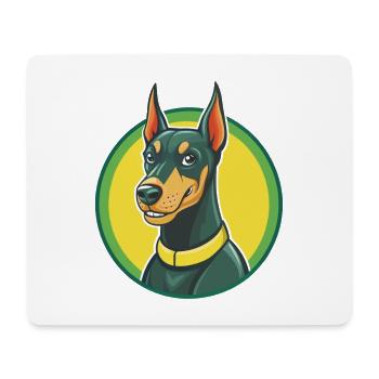 Dobermann chien mignon Kawaii dessin animé Clipart Animal - Tapis de souris (format paysage) - blanc - Devant