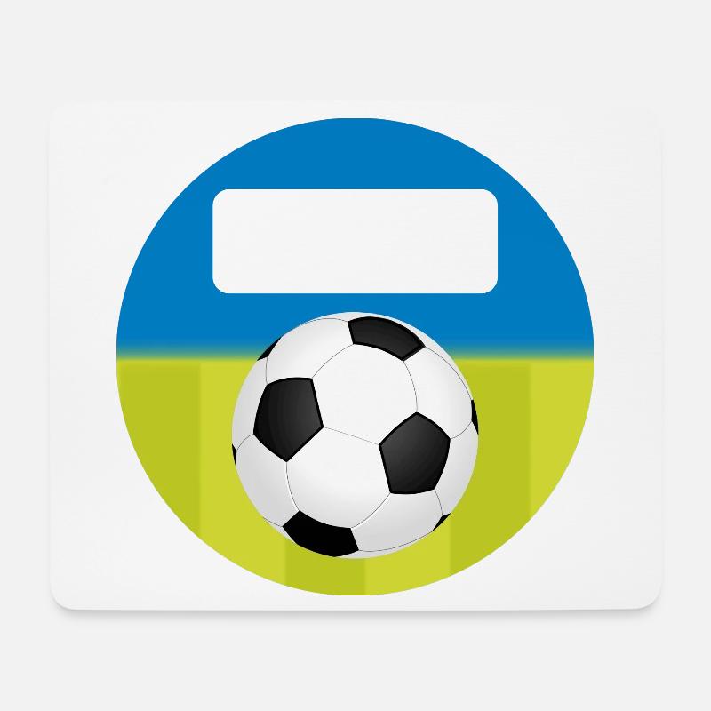 Schulaufkleber rund - Fußball blau grün  - Mousepad (Querformat) - Weiß