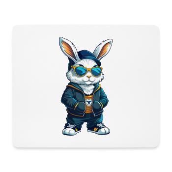 Lapin Cool Dessin animé Personnage Kawaii Clipart - Tapis de souris (format paysage) - blanc - Devant