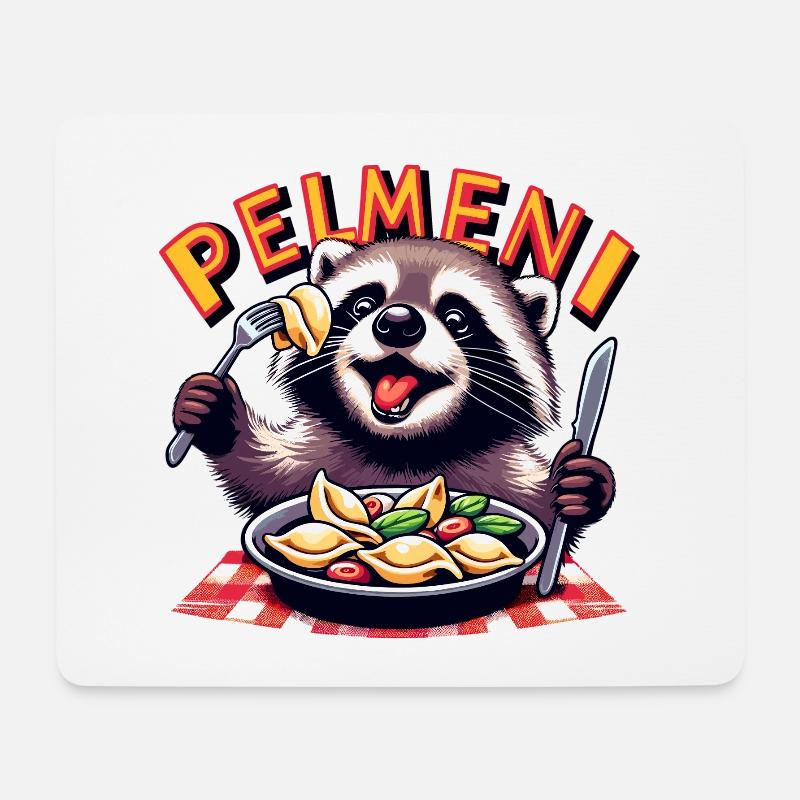 Pelmeni Waschbär süß Geschenk - Mousepad (Querformat) - Weiß