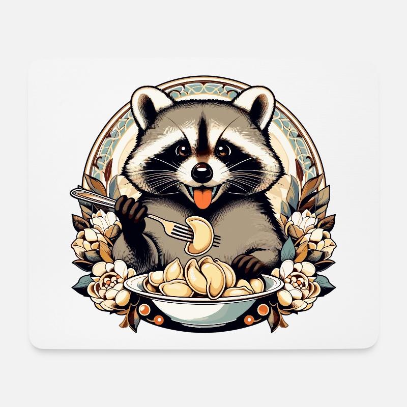 Wareniki Waschbär süß Geschenk - Mousepad (Querformat) - Weiß