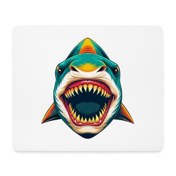 Shark Cute Kawaii Cartoon Clipart Animal Face - Mouse Pad (horizontal) - white - Front