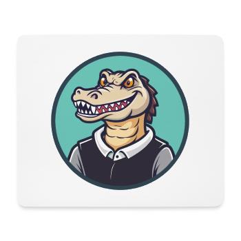 Crocodile Kawaii Cartoon Character Animal Pet Face - Mouse Pad (horizontal) - white - Front
