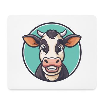 vache kawaii dessin animé personnage animal visage d’animal de compagnie - Tapis de souris (format paysage) - blanc - Devant