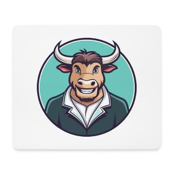 Bull Kawaii Dessin animé Personnage Animal Animal Visage - Tapis de souris (format paysage) - blanc - Devant