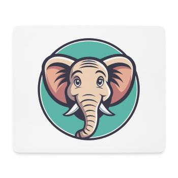 Elephant Kawaii Cartoon Character Animal Pet Face - Mouse Pad (horizontal) - white - Front