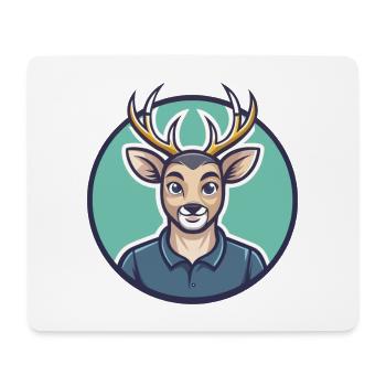 cerf kawaii dessin animé personnage animal animal visage - Tapis de souris (format paysage) - blanc - Devant