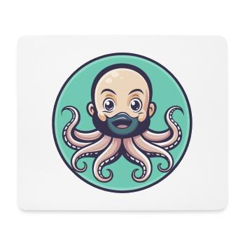 Octopus Kawaii Cartoon Character Animal Pet Face - Mouse Pad (horizontal) - white - Front
