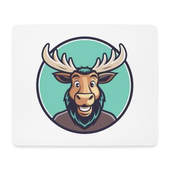 Moose Kawaii Cartoon Character Animal Pet Face - Mouse Pad (horizontal) - white - Front