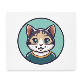Cat Kawaii Cartoon Character Animal Pet Face - Mouse Pad (horizontal) - white - Front