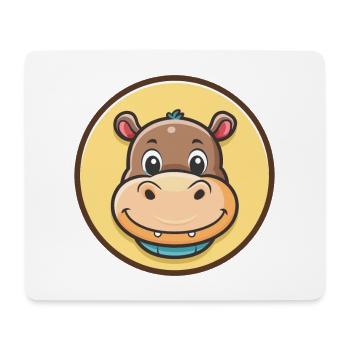 Nilpferd Kawaii Cartoon Figur Tier Haustier Gesicht - Mousepad (Querformat) - Weiß - Vorne