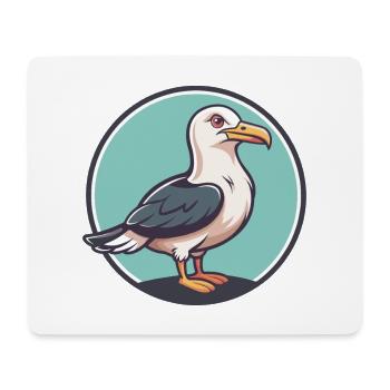 Seagull Kawaii Cartoon Character Animal Pet Face - Mouse Pad (horizontal) - white - Front