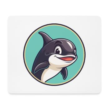Orca Kawaii Dessin animé Personnage Animal Animal Visage - Tapis de souris (format paysage) - blanc - Devant