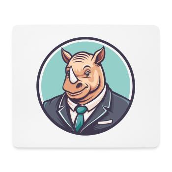rhinocéros kawaii dessin animé personnage animal visage d’animal de compagnie - Tapis de souris (format paysage) - blanc - Devant