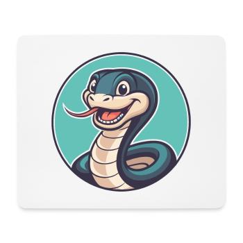 Serpent Kawaii Dessin animé Personnage Animal Animal Visage - Tapis de souris (format paysage) - blanc - Devant