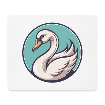 cygne kawaii dessin animé personnage animal visage d’animal - Tapis de souris (format paysage) - blanc - Devant