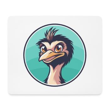 Emu Kawaii Dessin animé Personnage Animal Animal Visage - Tapis de souris (format paysage) - blanc - Devant