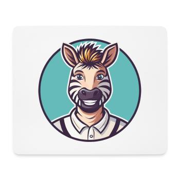 zèbre kawaii dessin animé personnage animal visage d’animal - Tapis de souris (format paysage) - blanc - Devant