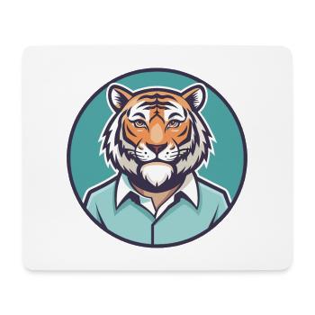 Tiger Kawaii Cartoon Character Animal Pet Face - Mouse Pad (horizontal) - white - Front