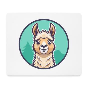 Lama Kawaii Dessin animé Personnage Animal Visage D’animal - Tapis de souris (format paysage) - blanc - Devant