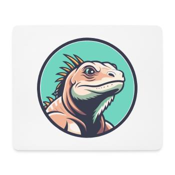 Iguana Kawaii Cartoon Character Animal Pet Face - Mouse Pad (horizontal) - white - Front