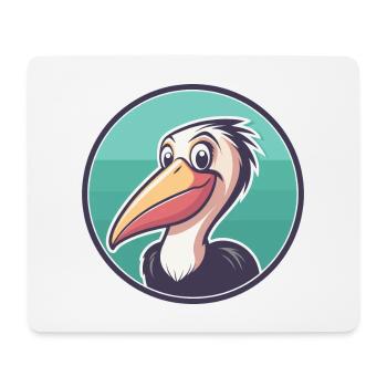 Pelikan Kawaii Cartoon Figur Tier Haustier Gesicht - Mousepad (Querformat) - Weiß - Vorne