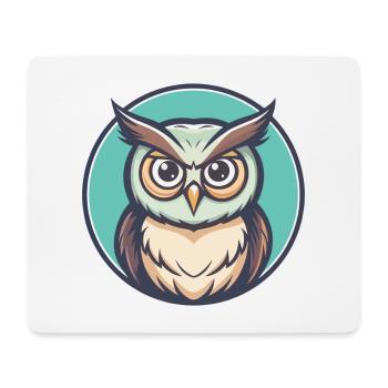 Owl Kawaii Cartoon Character Animal Pet Face - Mouse Pad (horizontal) - white - Front