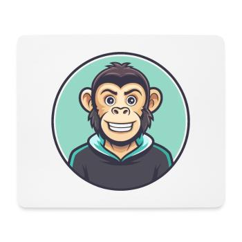 Monkey Kawaii Cartoon Character Animal Pet Face - Mouse Pad (horizontal) - white - Front