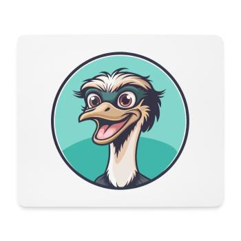 Ostrich Kawaii Cartoon Character Animal Pet Face - Mouse Pad (horizontal) - white - Front