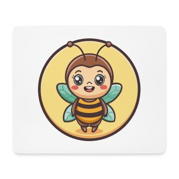 Abeille Kawaii Dessin Animé Personnage Animal Animal Visage - Tapis de souris (format paysage) - blanc - Devant