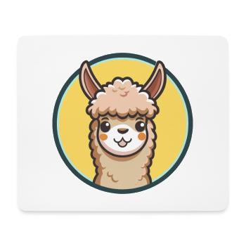 Alpaga Kawaii Dessin animé Personnage Animal Animal Visage - Tapis de souris (format paysage) - blanc - Devant