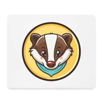 blaireau kawaii dessin animé personnage animal visage d’animal - Tapis de souris (format paysage) - blanc - Devant