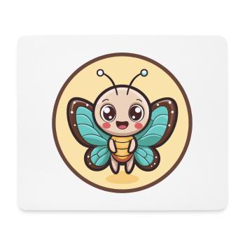 papillon kawaii dessin animé personnage animal visage d’animal - Tapis de souris (format paysage) - blanc - Devant