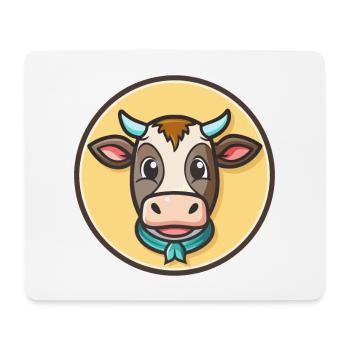 vache kawaii dessin animé personnage animal visage d’animal de compagnie - Tapis de souris (format paysage) - blanc - Devant