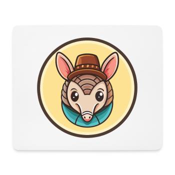 tatou kawaii dessin animé personnage animal visage d’animal - Tapis de souris (format paysage) - blanc - Devant