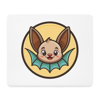 Bat Kawaii Cartoon Character Animal Pet Face - Mouse Pad (horizontal) - white - Front