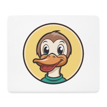 Canard Kawaii Dessin animé Personnage Animal Animal Visage - Tapis de souris (format paysage) - blanc - Devant