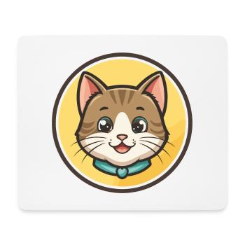 Chat Kawaii Dessin Animé Personnage Animal Animal Visage - Tapis de souris (format paysage) - blanc - Devant