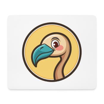 Flamingo Kawaii Cartoon Character Animal Pet Face - Mouse Pad (horizontal) - white - Front