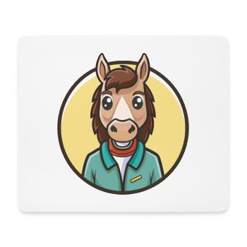 Pferd Kawaii Cartoon Figur Tier Haustier Gesicht - Mousepad (Querformat) - Weiß - Vorne