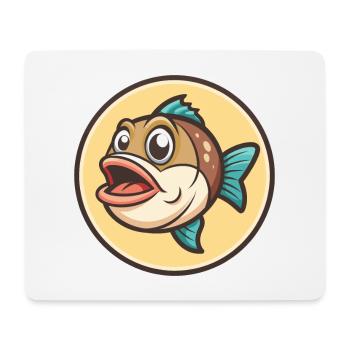 Poisson Kawaii Dessin animé Personnage Animal Animal Visage - Tapis de souris (format paysage) - blanc - Devant