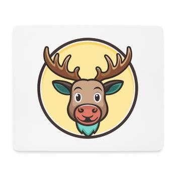 Moose Kawaii Cartoon Character Animal Pet Face - Mouse Pad (horizontal) - white - Front