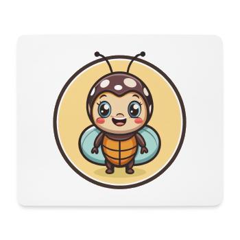 Ladybug Kawaii Cartoon Character Animal Pet Face - Mouse Pad (horizontal) - white - Front