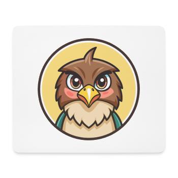 Hawk Kawaii Dessin animé Personnage Animal Animal Visage - Tapis de souris (format paysage) - blanc - Devant