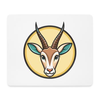 Oryx Kawaii Dessin animé Personnage Animal Animal Visage - Tapis de souris (format paysage) - blanc - Devant